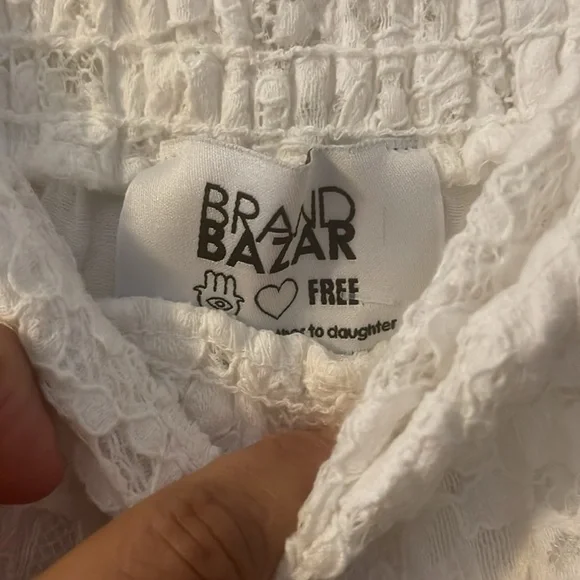 High rise super wide leg Lace pants white Size L - Picture 9 of 17